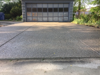 Concrete patio with decorative pattern